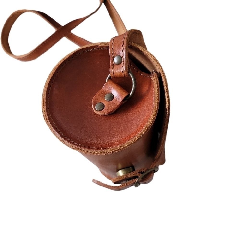Genuine Leather Cylinder Shape Mini Crossbody Bag Handmade in Greece - Picture 11 of 15